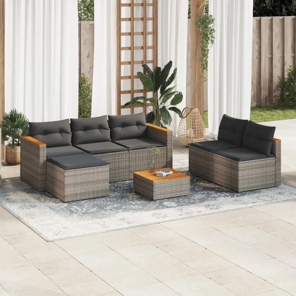 vidaXL Set canapea de grădină cu perne, 5 piese, poliratan/lemn acacia