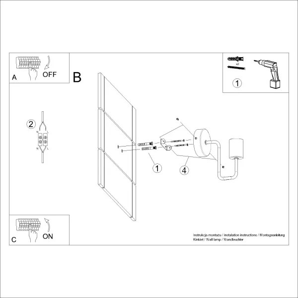 Lampă de perete Sollux SL.1668 TIMBO 1xE27/15W/230V negru/bej/fag