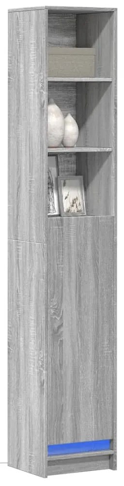 vidaXL Dulap cu LED, gri sonoma, 36x32,5x200 cm, lemn prelucrat