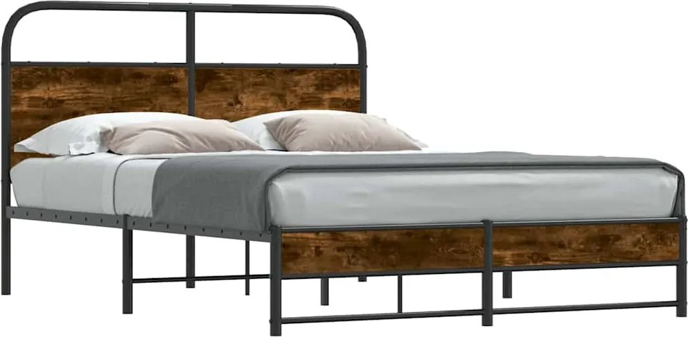vidaXL Cadru pat fără saltea stejar fumuriu 140x200 cm lemn prelucrat