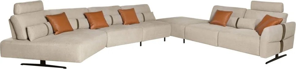 Coltar modular LUX design italian cu sezlong dreapta Velvet sand