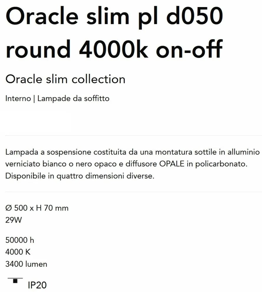 Lustra LED design geometric Oracle slim pl d050 round 4000k on-off alba
