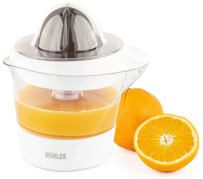 Storcator electric pentru citrice Muhler MJ-2505, 25W, 0,5 L, Reverse, 2 conuri, Alb
