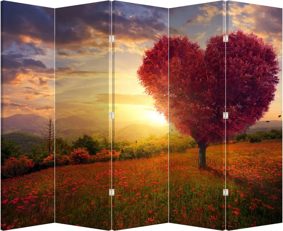 Paravan - Copaci în forma de inimă (210x170 cm)