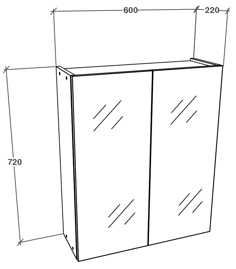 Corp haaus Zed, Suspendat, 2 Usi, cu oglinda, Alb, 60 x 22 x 72 cm