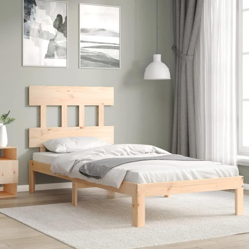 3193556 vidaXL Cadru de pat cu tăblie single mic, lemn masiv