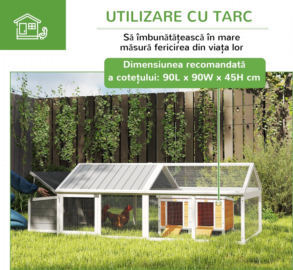 PawHut Coteț din Lemn pentru Găini cu Cuib și Acoperiș Rabatabil, pentru 4-8 Păsări | Aosom Romania