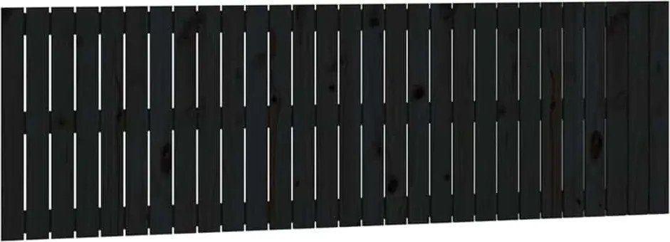 vidaXL Tăblie de pat pentru perete, negru, 185x3x60 cm, lemn masiv pin