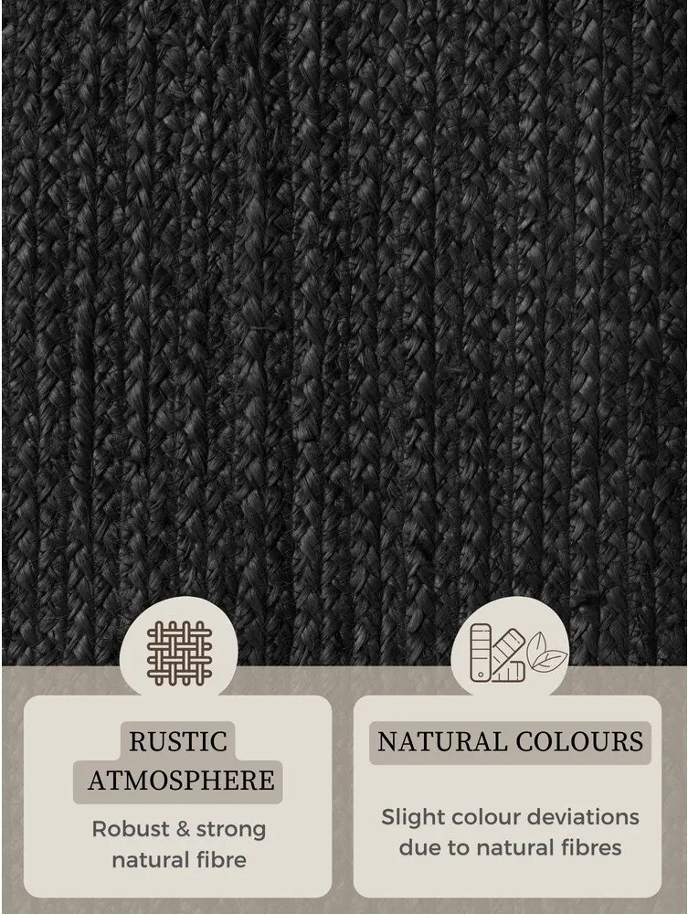Covor negru reversibil/țesut manual din iută 160x230 cm Braided – Hanse Home