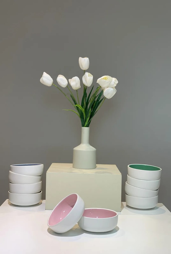 Bol COLORAT Roz (Alb Perlat exterior Roz interior)