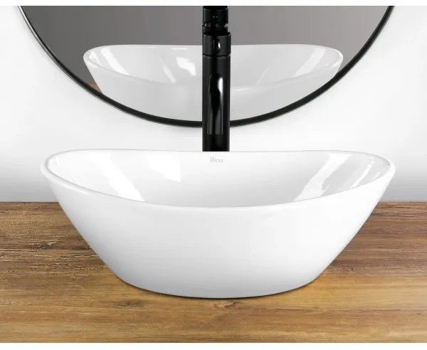 REA-U6802 - Lavoar pentru blat KATE 27x45 cm, ceramică/alb lucios