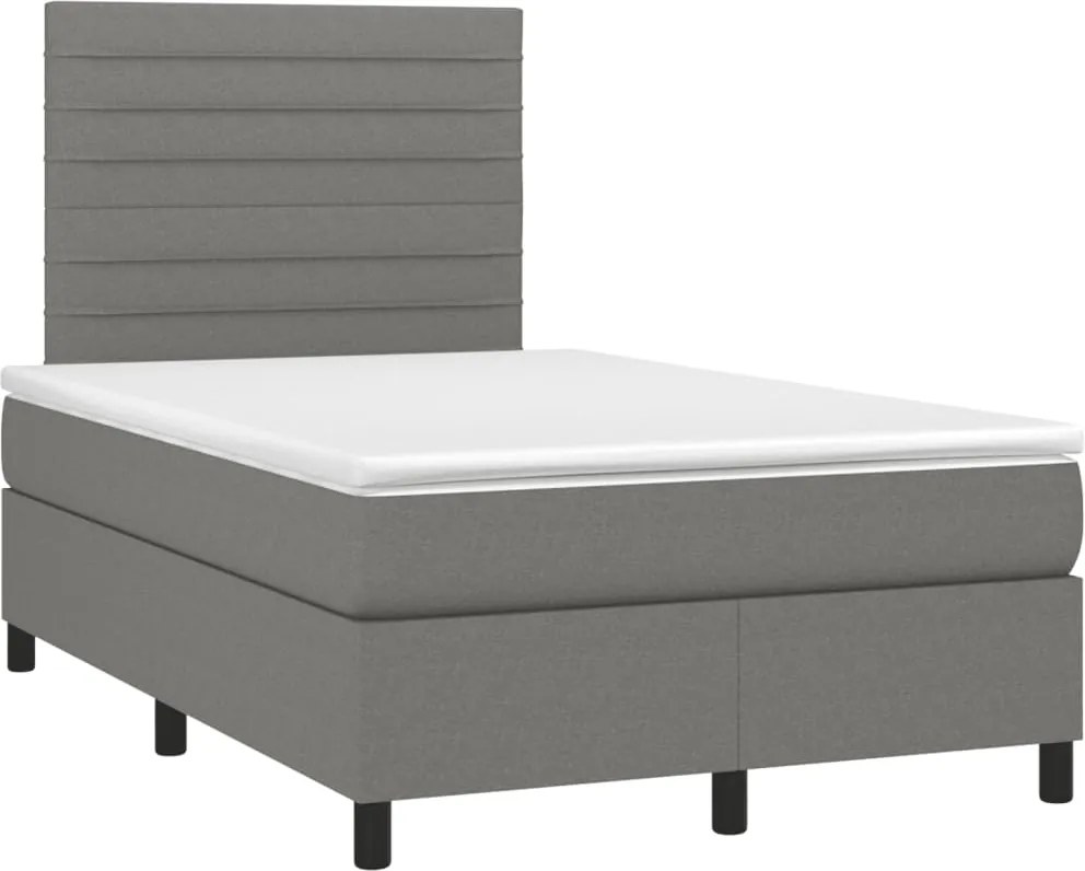 vidaXL Pat box spring cu saltea, gri închis, 120x190 cm, textil