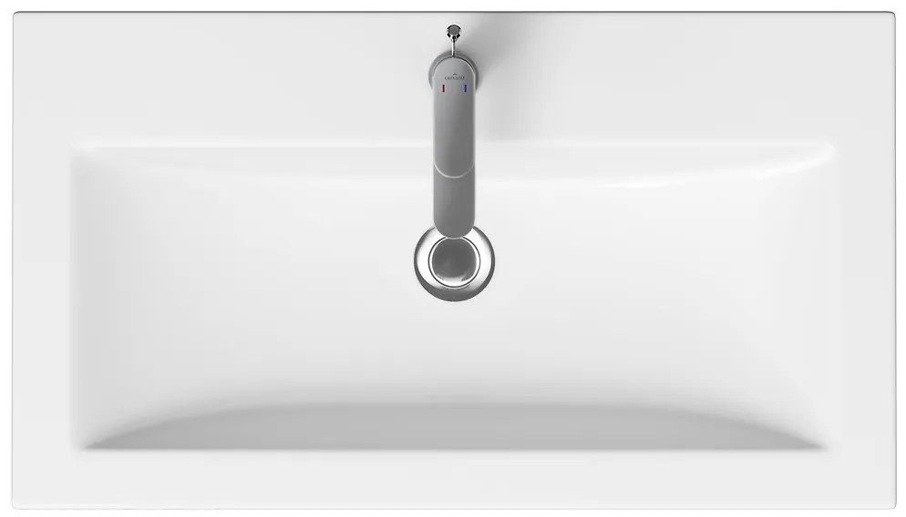 Set dulap baie suspendat 2 sertare si lavoar inclus 80 cm, dulap baie suspendat si dulap baie tip coloana, culoare fiord mat, MDF,Cersanit Tirso