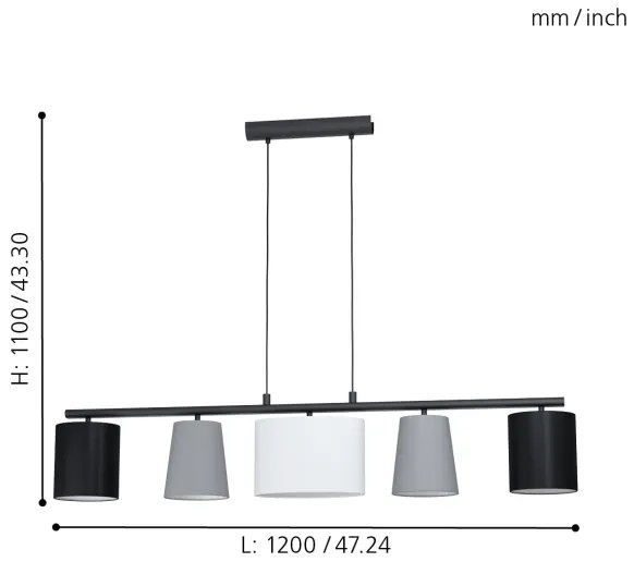 Eglo 98588 - Lustră pe cablu ALMEIDA 5xE14/25W/230V