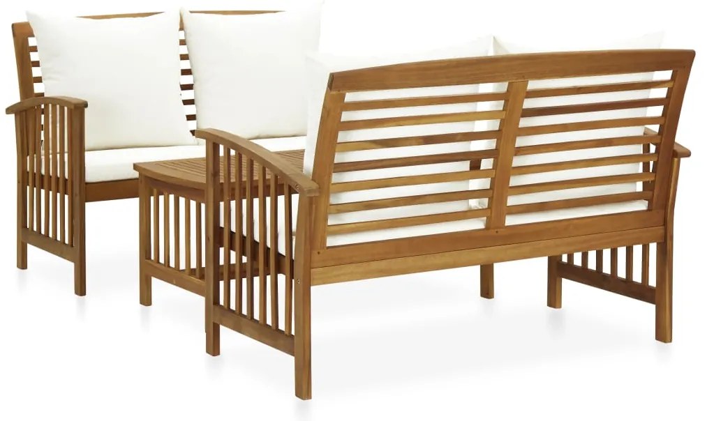 vidaXL Set mobilier grădină cu perne, 3 piese, lemn masiv de acacia