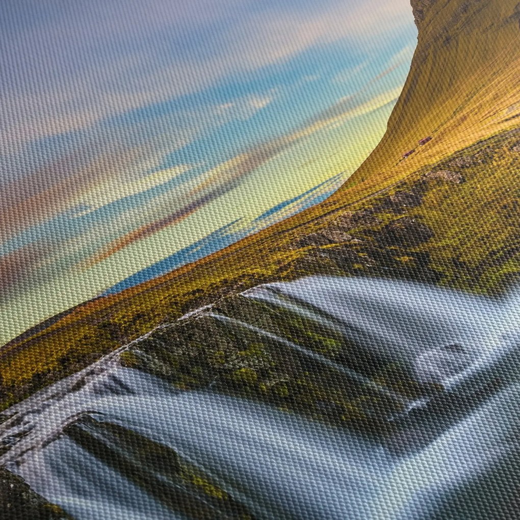 Tablou cu munții și cascade pe Islanda (120x50 cm)
