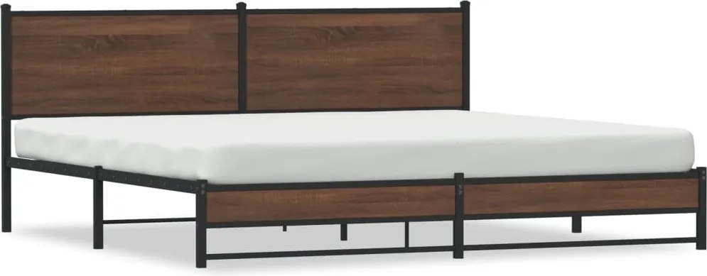 vidaXL Cadru de pat metalic fără saltea, stejar maro, 200x200 cm