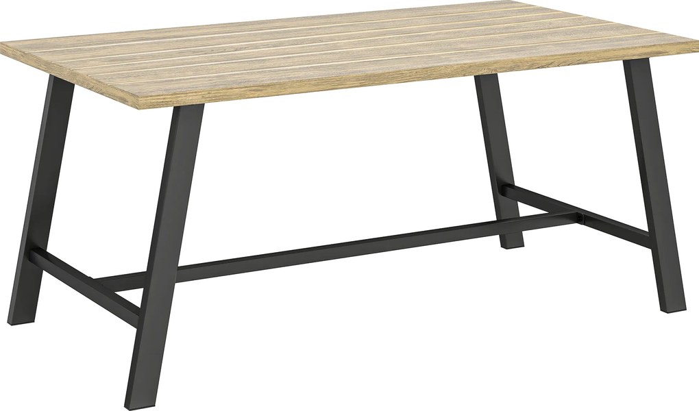 Outsunny Masă de cafea pentru exterior, masă laterală metalică dreptunghiulară cu blat cu aspect de lemn, 100 x 55 cm, Maro | Aosom Romania