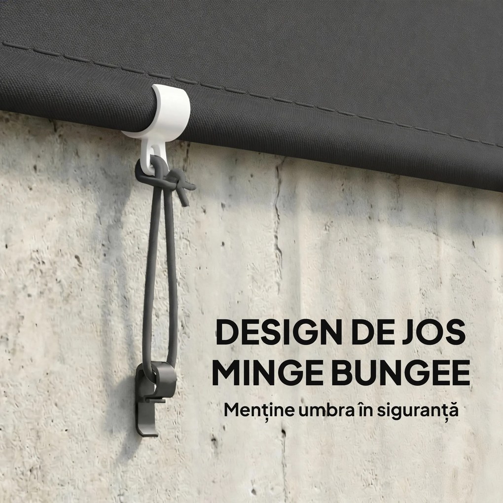 Outsunny Jaluzea Rulou Opacă pentru Exterior, 240x160 cm, Gri Închis | Aosom Romania