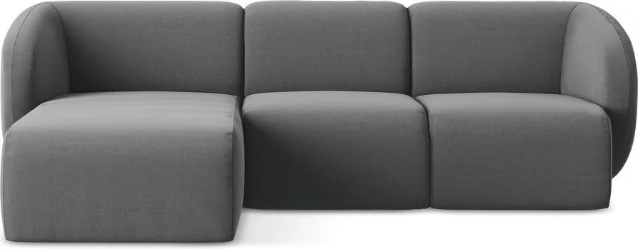 Colțar gri cu tapițerie din catifea (cu colț pe partea stângă/cu șezlong) Lani – Makamii