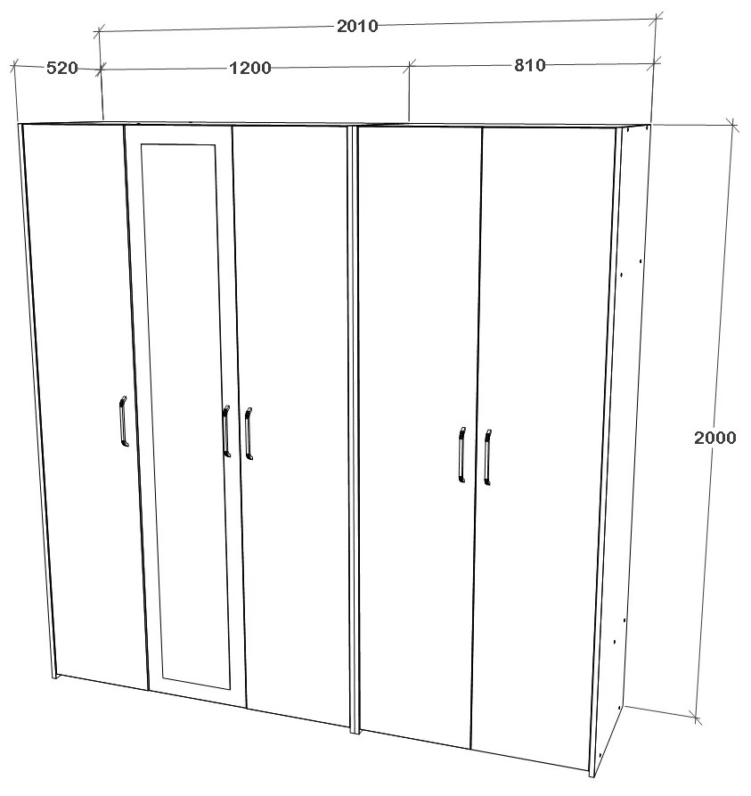 Dressing Malmo V2, Stejar Alb/Antracit, L 201 cm