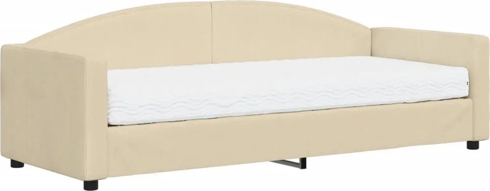 vidaXL Pat de zi cu saltea, crem, 80x200 cm, textil