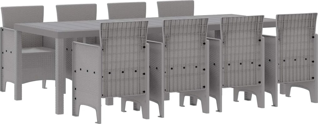 vidaXL Set de masă pentru grădină 9 pcs Alb Polipropilenă