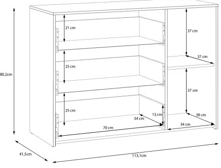 Comodă cu sertare URO stejar artisan/ albă