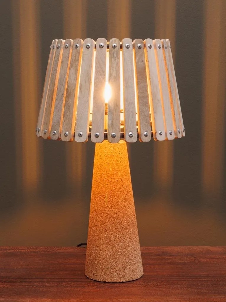 Lampa de masa, din pluta si lemn de mango, Boco