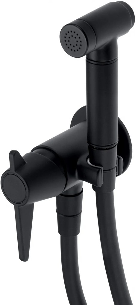 Baterie bideu incastrata cu para de dus, negru, Deante Silia Negru