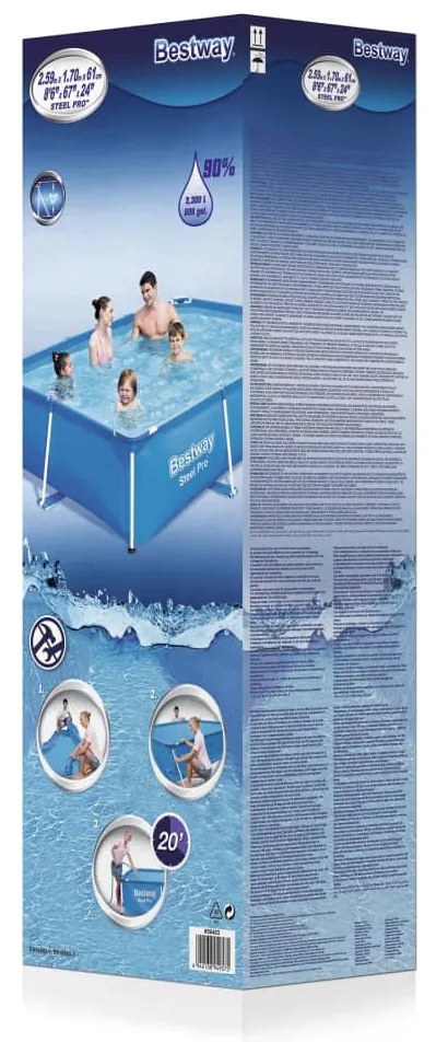 Bestway Piscina Steel Pro, 259 x 170 x 61 cm, cadru din otel, 56403
