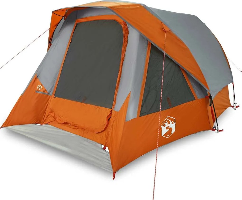 vidaXL Cabină cort de camping 4 persoane gri și portocaliu impermeabil