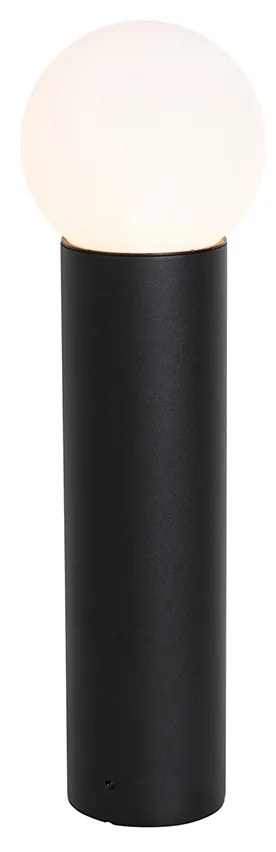 Lampă de podea exterioară neagră cu sticlă opal 50 cm IP44 - Huma