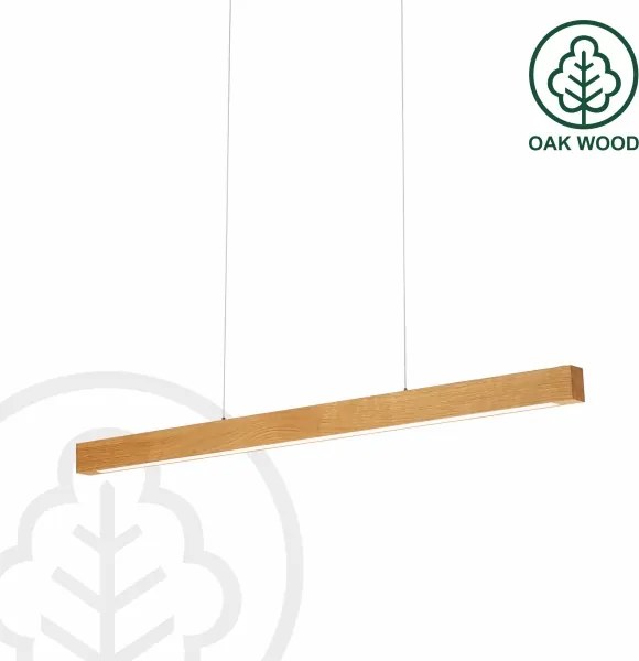 Pendul LED VERDE suspendat pe cablu, 18 W / 230 V, 3000 K, 76 cm, finisaj stejar