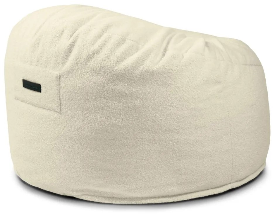 Fotoliu puf pentru copii gri deschis cu tapițerie din țesătură bouclé Om 85 – SLOWDOWN