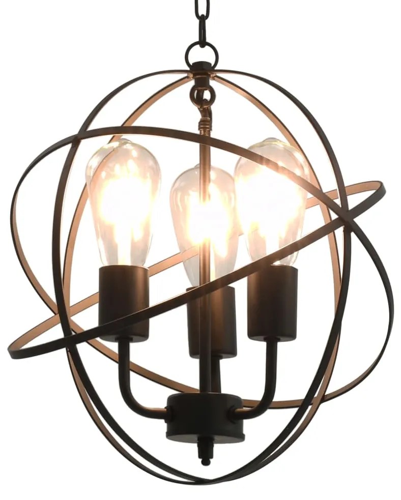 vidaXL Lampă suspendată, negru, sferă, 3 becuri x E27