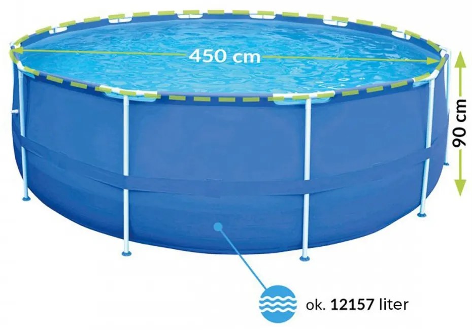 Set piscină cu cadru metalic 450 X 90 cm