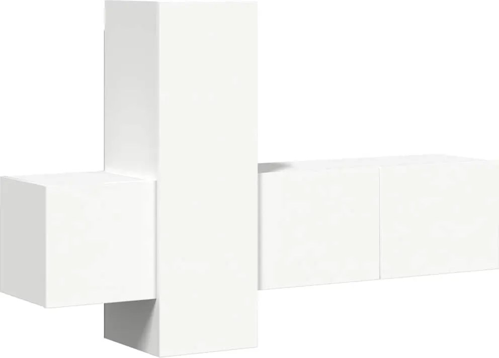 vidaXL Set dulapuri TV, 3 piese, alb, lemn prelucrat