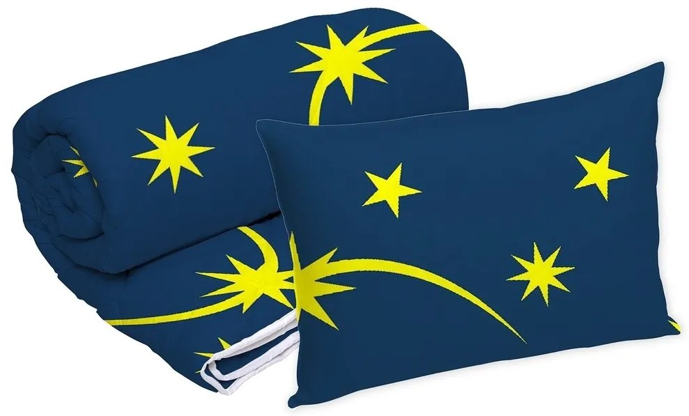 Set Alcam perna microfibra 50x70 cm si pilota matlasata 140x200 cm, Moon Night