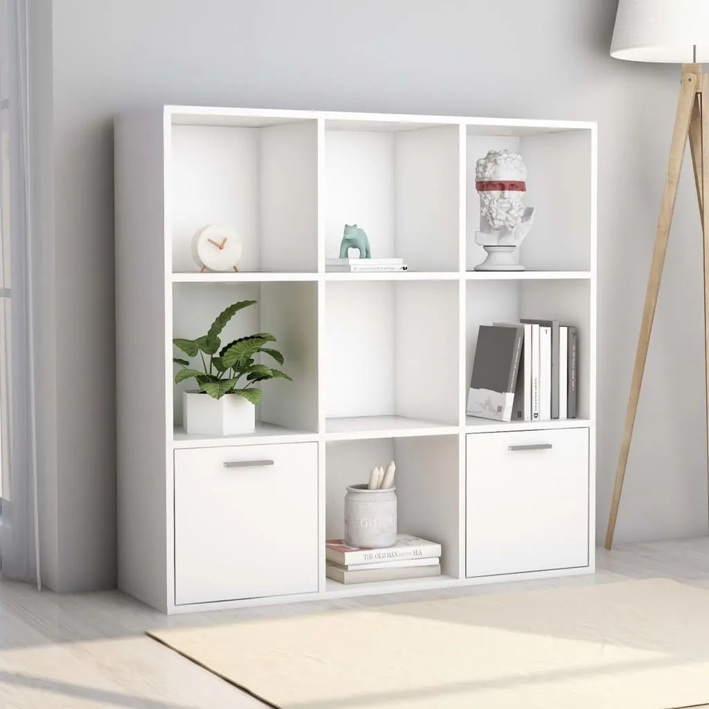 801116 vidaXL Bibliotecă, alb, 98 x 30 x 98 cm, lemn prelucrat