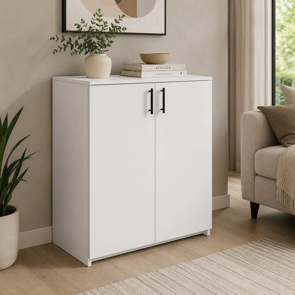 Comoda Creta, 2 Usi, Alb, 80 x 42 x 90 cm
