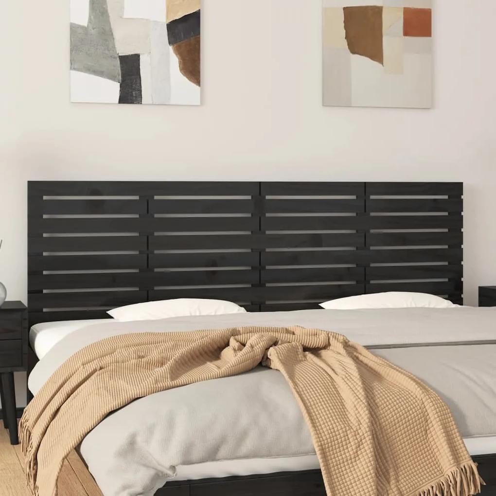 824757 vidaXL Tăblie de pat pentru perete, negru, 186x3x63 cm lemn masiv pin