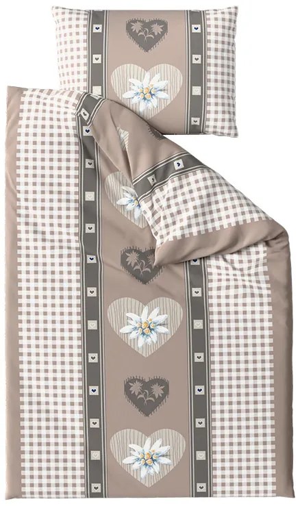 Lenjerie din bumbac COUNTRY HEART bejă Dimensiune lenjerie de pat: 70 x 90 cm | 140 x 200 cm
