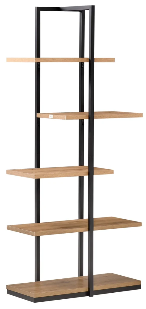 Biblioteca Moderna 5 Rafturi Asimetrice in Stil Industrial, PAL si Metal, 80x39x179.5cm, Maro HOMCOM | Aosom Romania