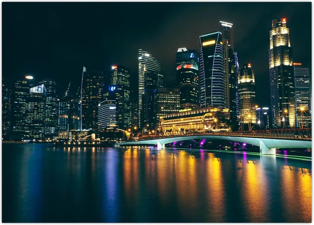 Tablou - Singapore noaptea (70x50 cm)