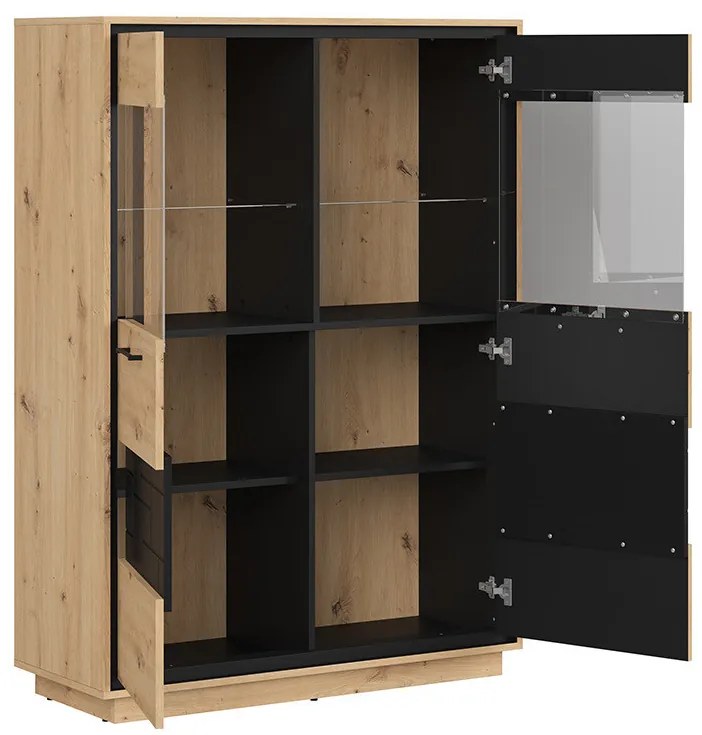 Vitrină Pont REG2W (Stejar artisan + Negru mat). 1063042