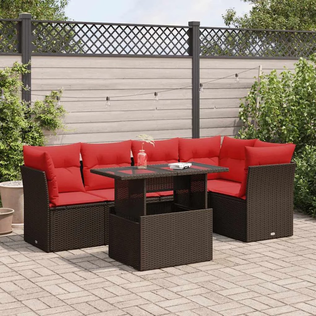 vidaXL Set canapele de grădină cu perne, 6 piese, maro, poliratan