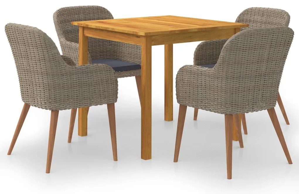 vidaXL Set mobilier de grădină, 5 piese, maro