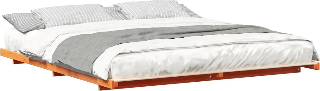 vidaXL Cadru de pat de podea Maro ceruit 200 x 210 cm