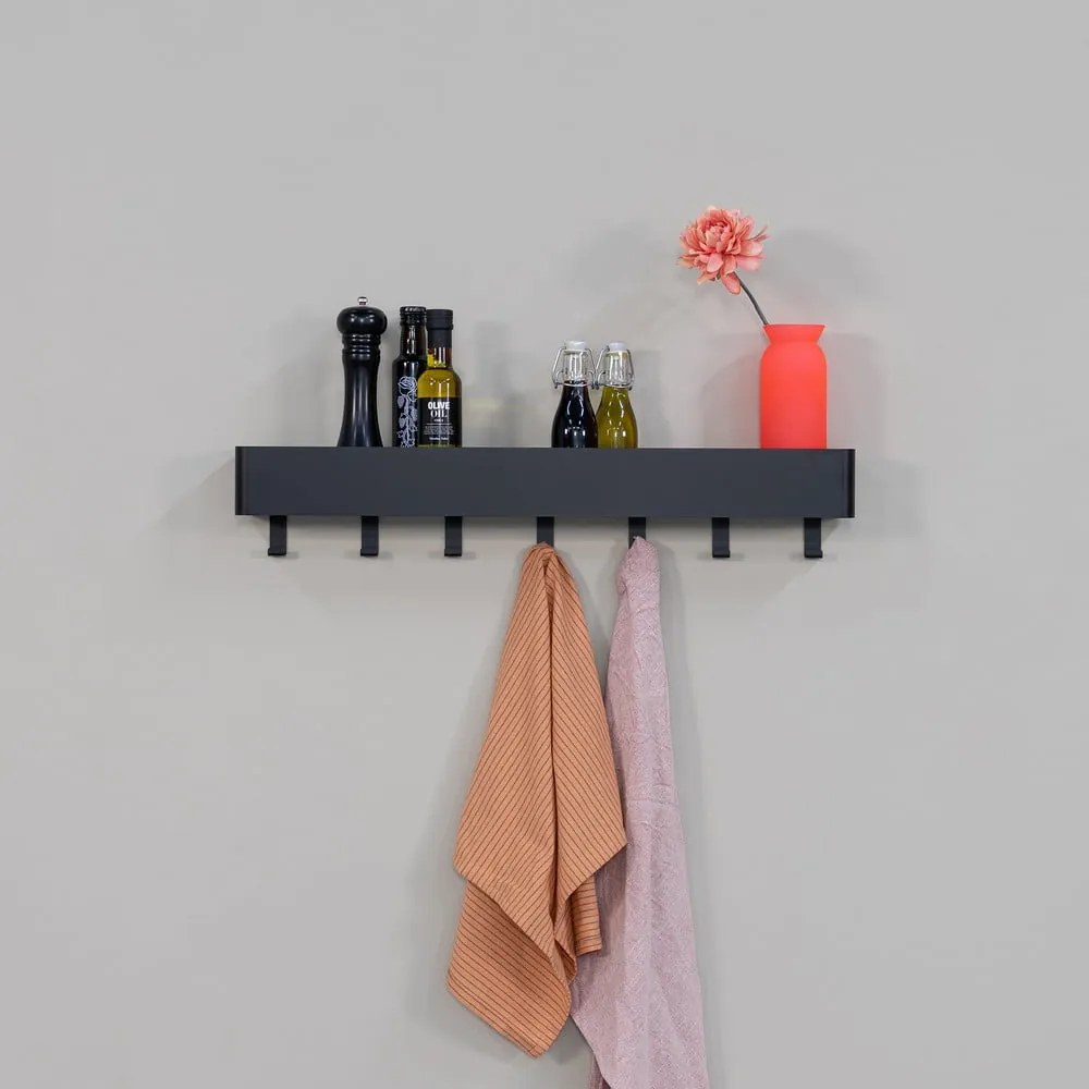 Raft pentru baie negru de montat pe perete din oțel Multi – Spinder Design